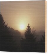 Foggy Sunrise Wood Print