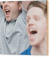 Football Fans Cheering Wood Print