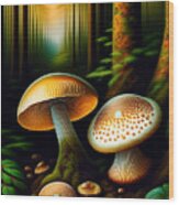 Forest Mushrooms Wood Print