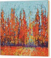 Forest Painting In The Fall - Autumn Season Wood Print