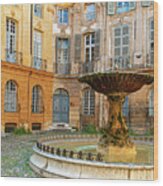Fountain In Courtyard - Aix-en-provence, France Wood Print