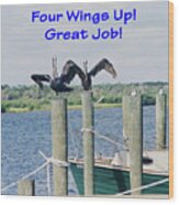 Four Wings Up Card Wood Print