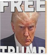 Free Trump Mugshot Wood Print
