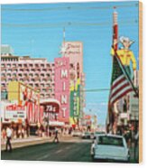 Fremont Street From The West In The Afternoon 1960s Wood Print
