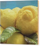 Sunny Yellow Lemons In A Basket Wood Print