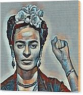 Frida Kahlo Mug Shot Mugshot 2 Wood Print