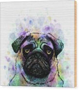 Funny Pug Dog 156 Wood Print
