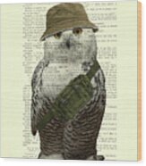 Funny Snowy Owl Portrait Wood Print
