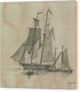 Gaff Schooner Yacht Wood Print