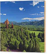 Garden Of The Gods Panorama At It's Best Wood Print