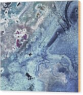 Gem Of The Sea Salty Blue Waves Of Crystals Watercolor Beach Art Decor Viii Wood Print
