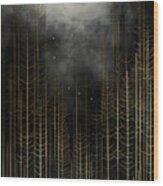 Geometric Perfection In Black And Gold - Evergreen Abstract Wood Print