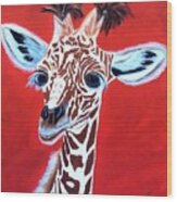 Gerry The Giraffe Wood Print
