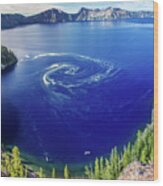 Giant Swirl At Crater Lake Wood Print