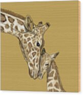 Giraffe Mom And Baby Wood Print