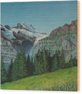 Glacier Peaks And Wild Grass Wood Print