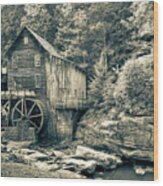 Glade Creek Grist Mill In The Appalachian Mountains - Sepia Edition Wood Print