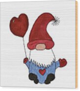 Gnome With Red Hat Wood Print