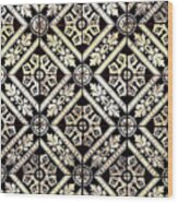 Gold On Black Tiles Mosaic Design Decorative Art Vi Wood Print