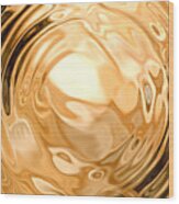 Gold Swirl Fluid Melting Waves Flowing Liquid Motion Abstract Background Wood Print