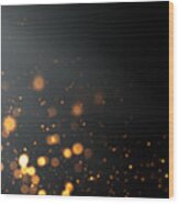 Golden Defocused Lights Background With Copy Space Wood Print