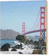 Golden Gate Beach Wood Print