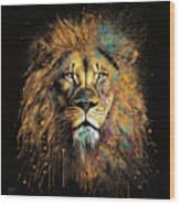 Golden Lion Wood Print