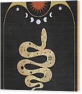 Golden Serpent Magical Animal Art Wood Print