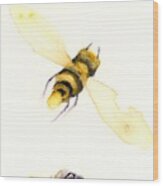 Goldfinch And Bees Wood Print