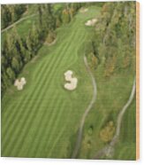Golfing At 900ft Wood Print