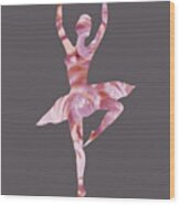 Gorgeous Move Of Pale Cool Pink Ballerina Silhouette Watercolor Wood Print