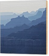 Grand Canyon Blue Silhouettes Wood Print