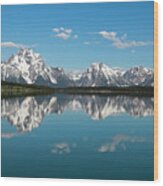 Grand Teton Reflection Panorama Wood Print