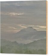 Grandfather Mountain In Fog Wood Print