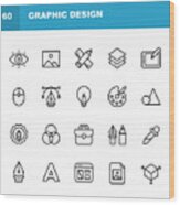Graphic Design And Creativity Line Icons. Editable Stroke. Pixel Perfect. For Mobile And Web. Contains Such Icons As Creativity, Layout, Mobile App Design, Art Tools, Drawing Tablet, Typography, Colour Palette. Wood Print