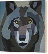 Gray Wolf Low Poly Wood Print