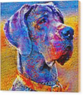 Great Dane Portrait - Colorful Mosaic Wood Print