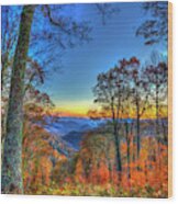 Great Smoky Mountains Fall Sunset 2 Tennessee North Carolina Landscape Art Wood Print