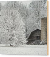 Great Smoky Mountains North Carolina Winter Barn Scenic Wood Print