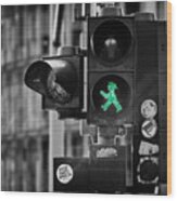 Green Ampelmannchen Wood Print