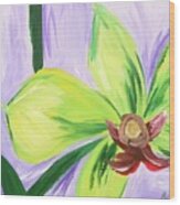 Green And Purple Flower Wood Print