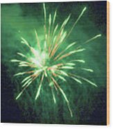 Green Burst Firework Explosion Wood Print