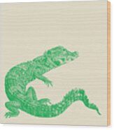 Green Crocodile Wood Print