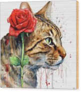 Green Eyed Tabby Wood Print