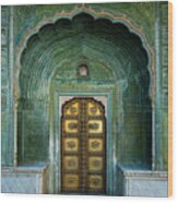 Green Gate In City Palace Wood Print