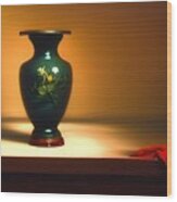 Green Vase Wood Print
