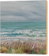 Grey Skies Turquoise Waters Wood Print
