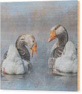 Greylag Goose Couple Wood Print