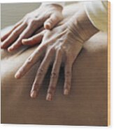 Hands On Body Giving Massage. Wood Print
