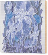Happy Anniversary A Blue Gray Monochrome Card Wood Print
